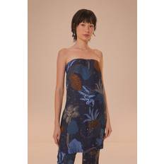 Farm Rio Night Jungle Strapless Blouse - Navy Blue