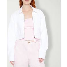 Forever 21 Women Outerwear Forever 21 Denim Zip Up Cropped Jacket - White