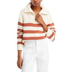 Bronze Sweaters The Matey Cotton Striped Funnel Neck Sweater - Cream/Bronze