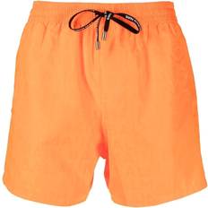 Balmain Men Swimwear Balmain Logo Print Drawstring Swim Shorts - Orange