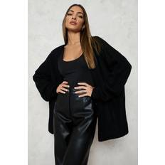 Boohoo XL Cardigans boohoo Oversized Rib Cardigan - Black