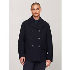 Tommy Hilfiger Men Coats Tommy Hilfiger Solid Wool-Blend Peacoat - Navy