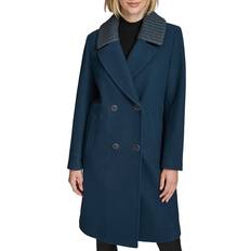 Fabric - Women Coats Andrew Marc Sloane Walker Textured Wool Blend Coat - Midnight Blue