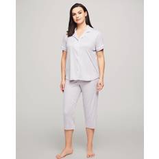 Anne Klein Underwear Anne Klein Short Sleeve Capri Pajama Set - Grey Stripe