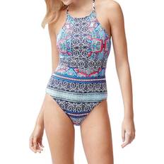 Tommy Bahama Reversible High Neck One Piece Swimsuit - Blue