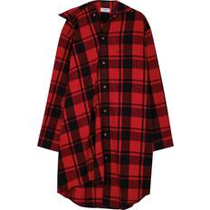 Flannel Dresses Balenciaga Checked Cotton-Flannel Shirt Dress - Red