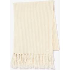 Lacoste White Scarfs Lacoste Wide Fringed Wool Scarf - White