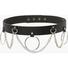 Women Belts boohoo Ring Chain Detail Waist Belt - Black