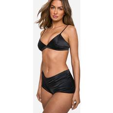 Black - Women Lingerie Sets boohoo Satin Bralette And Booty Short Set - Black