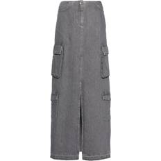 Denim Skirts - Gray Patrizia Pepe Logo Plaque Maxi Skirt - Grey