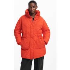 Orange - Women Coats Desigual Textured Padded Coat - Orange