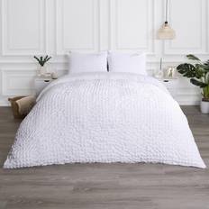 OHS Geometric Seersucker Duvet Cover White (200x135cm)