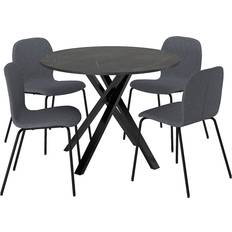 IKEA Mariedamm/Karlpetter Black Marble Bordsgrupp 104.9cm 5st