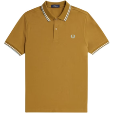 Fred Perry Twin Tipped Collar Polo Shirt - Dark Caramel/Snow White/Silver Blue