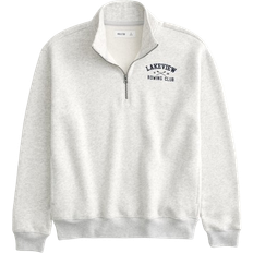 Hollister Co. Relaxed Rowing Club Graphic Half Zip Sweatshirt - Light Heather Gray