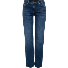 Only Blush Mid Waist Straight Fit Jeans - Blue/Dark Blue Denim