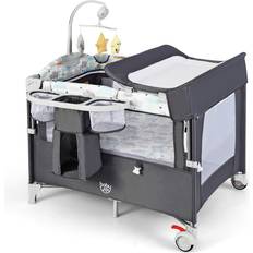 Storage Option Bedside Crib Costway 5-in-1 Portable Baby Beside Bassinet with Diaper Changer 27.5x39.5"