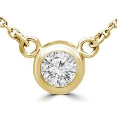 0.25 CT Round Diamond Bezel Set Necklace 14K Yellow Gold