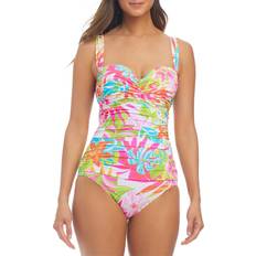 Multicolore Costumi da bagno Shirred Bandeau Neck Multi Print One Piece Swimsuit - Multi