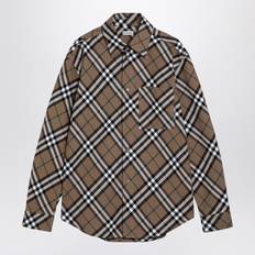 Men - Wool Shirts Burberry Check Shirt - Brown