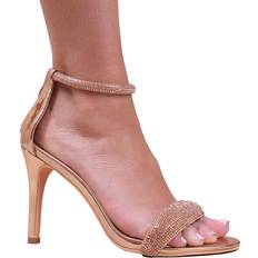 Cuero Sintético Sandalias de tacón Sabra Faux Leather Wide High Heel Sandals - Rose Gold