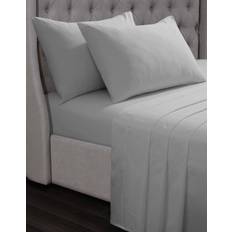 Silver Bed Sheets Luxury 100% Cotton 35cm Deep Fitted Bed Sheet Silver