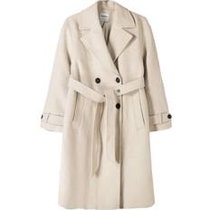 Bershka Trenchcoat Mit Wollanteil - Steinbeige/Neutral