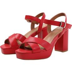 Where's That From Marcia PU Strappy Wide Platform - Red