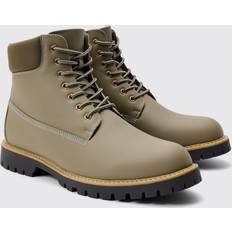 Säämiskä Pitsisaappaat boohooMAN Mens Stiefel - Khaki