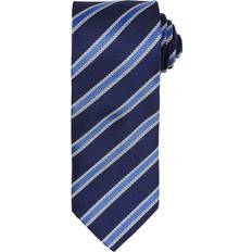 Blue - Men Ties Premier Mens Stripe Waffle Tie - Navy/Royal Blue