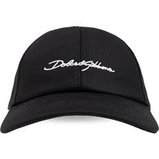 Dolce & Gabbana Caps Dolce & Gabbana Logo Appliqué Cotton Baseball Cap Black