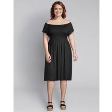 Lane Bryant Shirred Swing Dress - Black