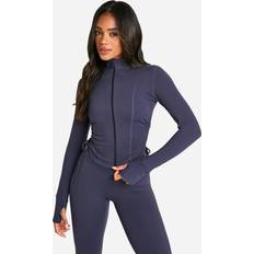 Boohoo Jackets boohoo Supersoft Sculpt Ruched Side Sports Jacket - Midnight