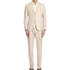 Herr - Linne Kostymer Eleventy Single Breasted Suits - Beige