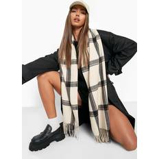 Women Scarfs boohoo Woven Flannel Scarf - Beige