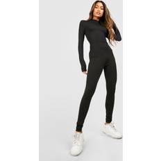 Modal Jumpsuits & Overalls boohoo Basic Turtleneck Long Sleeve Jumpsuit - Black