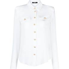 Balmain Women Blouses Balmain Padded Shoulders Silk Blouse - White