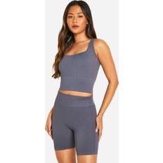 Boohoo M Shorts boohoo Womens Seamless Contour Rib Biker Short - Grey