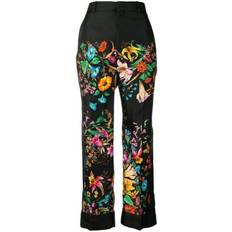 Gucci Floral Print Cropped Silk Trousers