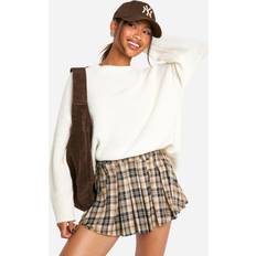 Skirts boohoo Womens Check Pleat Mini Skirt - Beige