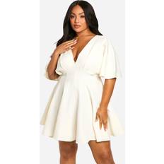 A-Line Dresses - White boohoo Womens Plus Pleated Skirt Skater Dress - White