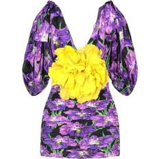 Gucci Floral Pattern Silk Dress - Purple