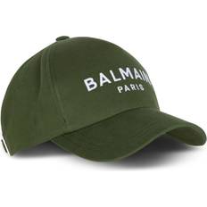 Balmain Men Accessories Balmain Logo Embroidered Cotton Cap - Green