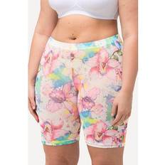 Ulla Popken Sheer Floral Biker Shorts