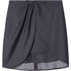 Off-White Skirts Off-White Pinstripe Draped Miniskirt - Grey