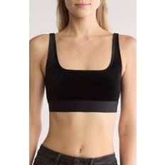 Good American Bras Good American Velvet Scoop Neck Sports Bra - Black