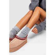 Women Socks boohoo Womens Knitted Thick Ribbed Sock - Grey