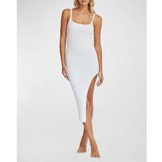 Pq Swim Piper Rib-Knit Slit Dress - Cream