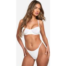 Beige - Women Lingerie Sets boohoo Womens Ribbed Lounge Bra And Thong Set - Beige