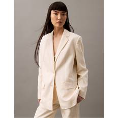 Calvin Klein Women Blazers Calvin Klein Linen Blend Blazer - White